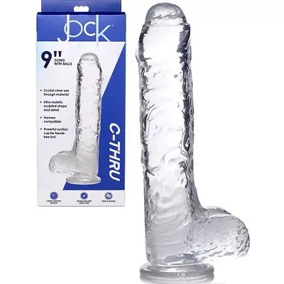 Jock C-Thru Slim 9 Inch Dong With Balls Realistic Dildo Women & Male Sex Toy • $66.95