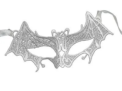 Venetian White Lace Bat Masquerade Eye Mask • $8.99