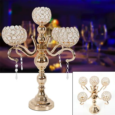 5 Arms Crystal Candelabra Votive Candle Holder Wedding Decor Table Centerpieces • $32.30