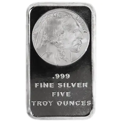 5 Troy Oz Buffalo .999 Fine Silver Bar Sealed • $154.62