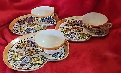 6 Pcs Noritake HandPainted Vintage Japanese Lusterware Tea Cup & Snack Plate Set • $55