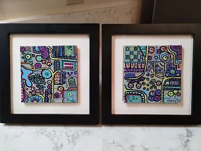 2 Framed Original Mid Century Modern Like Abstract Modernist Acrylic Painting NR • $55