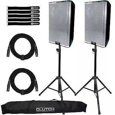 QSC K12.2 12  Active Powered DJ PA Speakers Pair W Silver Grills & Stands Pack • $1857.40