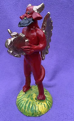 Mexican Ceramic Folk Art Nativity Devil Holding Golden Drum ~ Tlaquepaque • $30