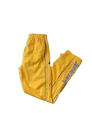 Vintage Le Coq Sportif Popper Track Bottoms Mens XL Yellow Retro 90s Y2K • £34.99