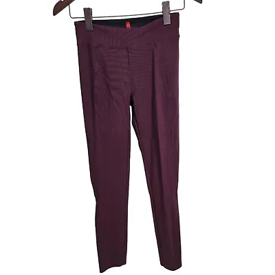 Spanx Leggings Pants Vertical Stripe Texture Women's Size S Burgundy Maroon • $24.99