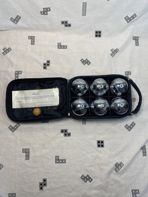 £16.95 • Buy Boules Petanque Set Of 6 Silver Green Canvas Carry Case With Wooden Jack