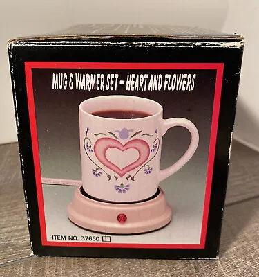 NIB Ceramic  Mug And Warmer Set With Heart And Flowers Design • $5.99