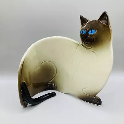 Vintage Seymour Mann Ceramic Siamese Cat Figurine Flat Curved Ceramic Art • $45