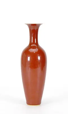 Antique Chinese Qing Kangxi Mk Jiangdouhong Red Monochrome Glaze Porcelain Vase • $650