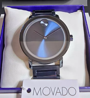 NEW! Movado Bold Watch Deep Blue Case Hands Bracelet & SunRay Dial 3600510 • $388.88