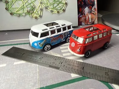 Matchbox 2 X VolksWagen 21 Window Bus Transporter 1998 Van Robots Movie Mb-390 • $5