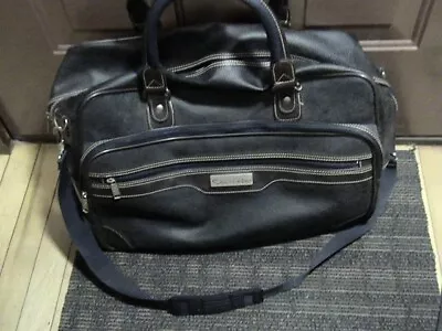 Vintage Oscar De La Renta Black Leather Travel Weekend Duffle Bag • $25