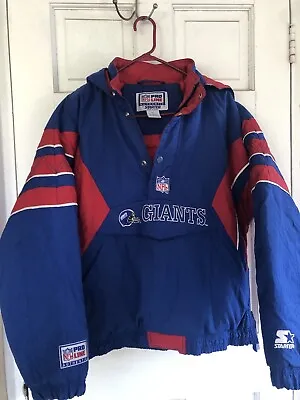 Vintage 90s Starter Pro Line New York Giants Half Zip Pullover Jacket XL NFL • $64.99