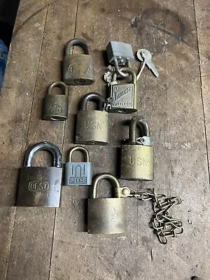 Antique Old Rare Used USN Best WB Reese Slaymaker Brass US Padlock Locks Lot USA • $49.99