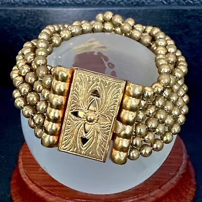 MY VINTAGE MOM’S Gold Tone Bead MULTI Chain PUSH LOCK 7.25” Bracelet • $4.99