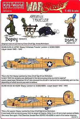 Kits World Decals 1/48 B-24D LIBERATOR Dopey/Arkansas Traveler & Dopey Vers. II • $12.99