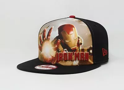 New Era 9Fifty Men's Cap Official Marvel Iron Man Movie Print Black Snapback Hat • $30