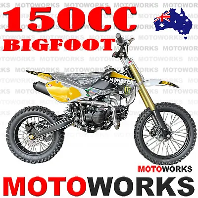 MOTOWORKS 150CC Bigfoot OIL COOLED DIRT TRAIL PIT MOTOR 2 WHEELS PRO BIKE YELLOW • $1299