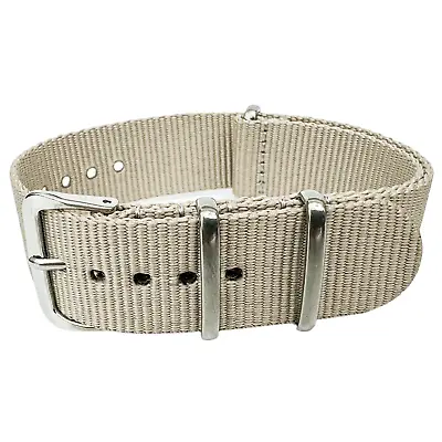 Watch Strap Beige Nylon One Piece Band Military Army MOD 16mm 18mm 20mm 22mm UK • £5.95