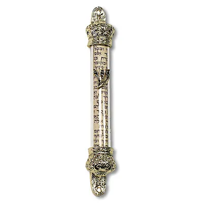 Metal Yellow Gold-Tone See Through Mezuzah Case 5  - Made In Israel • $15.99