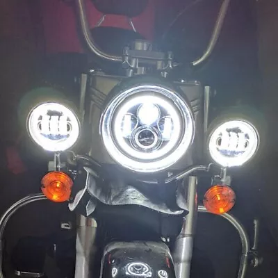 7  LED Headlight + Fog Passing Light Bar For Yamaha V Star 650 950 1100 Custom • $195.99