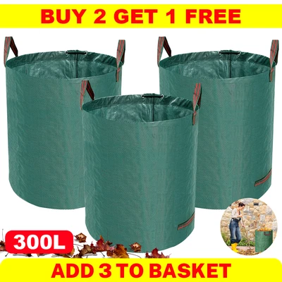 £8.99 • Buy Garden Waste Bags Refuse Large Heavy Duty Sack Grass Leaves Rubbish Bag 300L