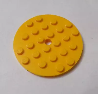 Lego X1 Yellow 6x6 Round Plate Center Axle Hole 11213 (028-366) • $0.99
