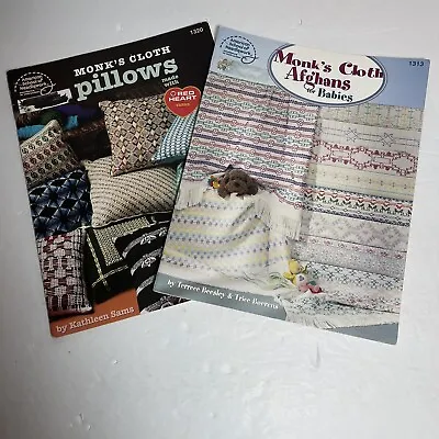 Monk’s Cloth Book Lot Of 2 Afghans For Babies And Pillows • $25.87