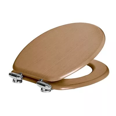 1x Dark Oak Soft Close Wooden Toilet Seat Oval Shape Bathroom WC Top Fittings • £24