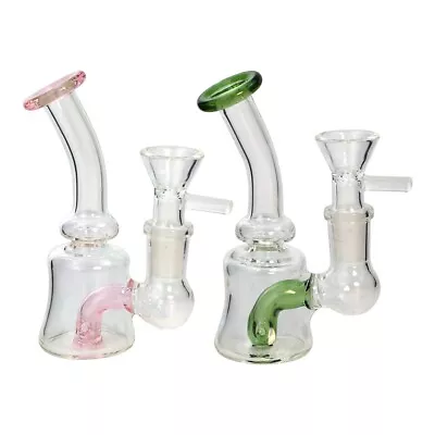 5  Mini Glass Bong Diffused Perc Premium Quality Water Pipe Hookah Bubbler 14mm • $13.99