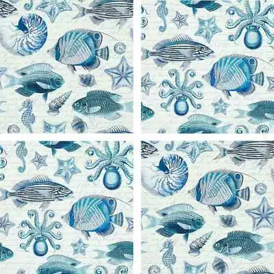 Vintage Sea Life Accent & Decor Tile Set Andrea Haase Art OB-HAA-ATSet2 • $49.95