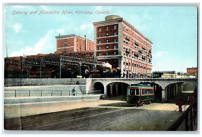 C1910 Subway And Alexandra Hotel Winnipeg Manitoba Canada Antique Postcard • $7.98