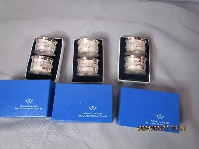 Vintage Wallace  Silversmiths Napkin Rings In Box Ring Size 1.5  ×1  • $45