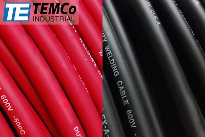 WELDING CABLE 4 AWG 50' 25' BLACK 25' RED FT BATTERY USA NEW Gauge Copper Solar • $72.95