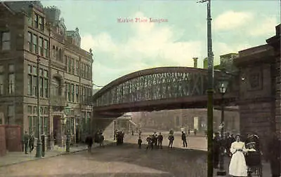 Longton. Market Place # 2990 By W.Shaw Burslem. Railway Bridge. • £11