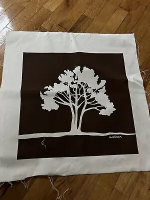 Vintage Marushka Oak  Maple Tree  Brown Screen Print Textile Canvas Unframed • $49.98