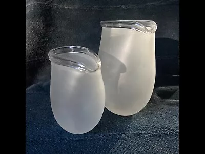 2 RARE Signed SIMON MOORE Art Glass Frosted Pair Of Small Pitchers • $120