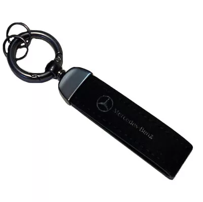 Black Suede Leather Car Logo Keychain Keyring For Mercedes Benz E/C/CL/SL/ML/S/G • $12.99