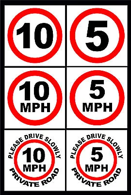 5 / 10 MPH Please Drive Slowly Private Road Signs Choice Of Sizes Metal/Plastic • £3.99