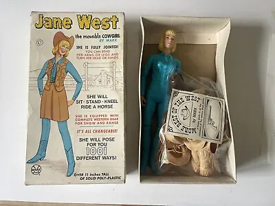 Vtg 60s JANE WEST Cowgirl Doll Action Figure MARX Original BOX Accessories • $60.84