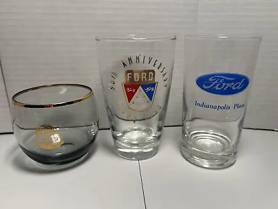 3 Different Vintage FORD Drinking Glasses FORD MOTOR COMPANY HHH • $29.99