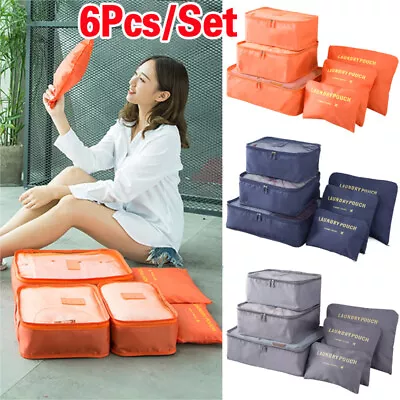 $9.89 • Buy 6PCS Travel Luggage Organiser Cube Clothes Storage Pouch Suitcase Packing Bags
