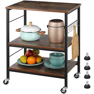3 Tier Kitchen Microwave Cart On Wheels Coffee Bakers Rack Utility Rolling Shelf • $49.99