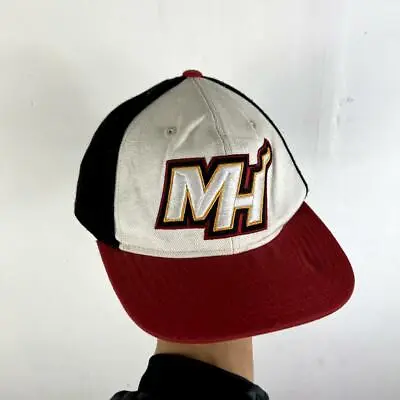 Miami Heat Adidas SnapBack Cap White Red NBA Adjustable Basketball Hat • £5.98