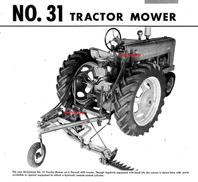 IH McCormick Farmall No. 31 Sickle Bar Mower Owner's Manual Drawbar Crazy Wheel • $20