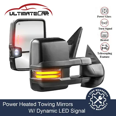 Power Heated Tow Mirrors Dynamic LED Signal For 07-13 Chevy Silverado GMC Sierra • $142.96