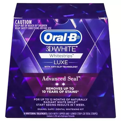 $32 • Buy Oral B 3D White Luxe Advanced Seal Teeth Whitening White Strips 14 Pack