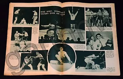 MAX SCHMELING 1936 1st FIGHT VICTORY OVER JOE LOUIS BOXING 8 PHOTO PICTORIAL • $40