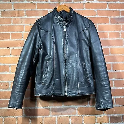 $299.99 • Buy Vintage Schott Leather Jacket 657L Black Mens Size 42 Cafe Racer Motorcycle Coat